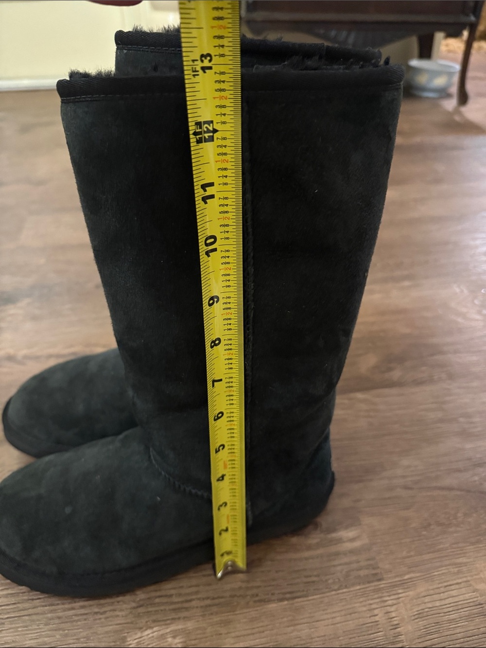 UGG Black Tall Suede Winter Boots with Shearling Size 7 - Picture 11 of 11